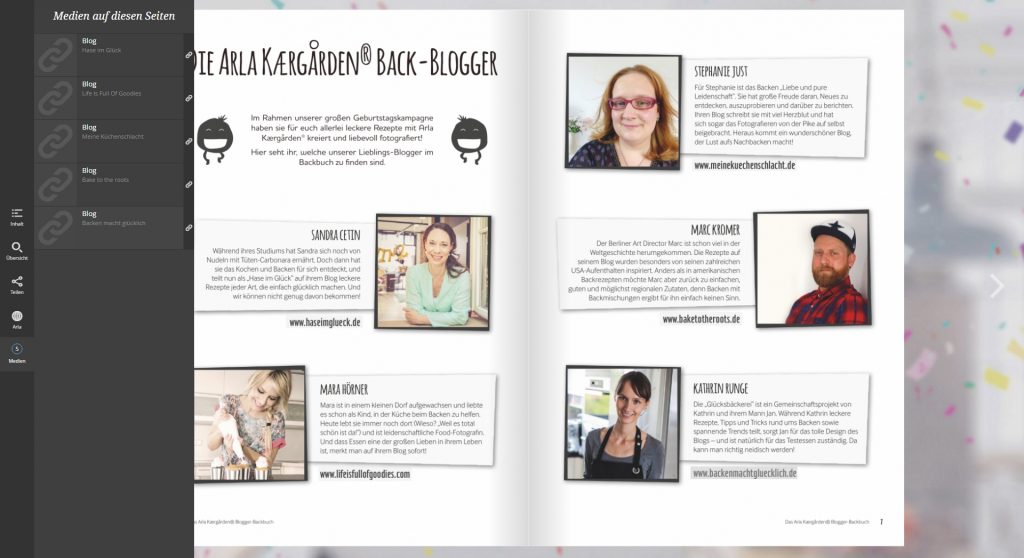 Media Elemente Links Arla Kaergarden Blogger backbuch