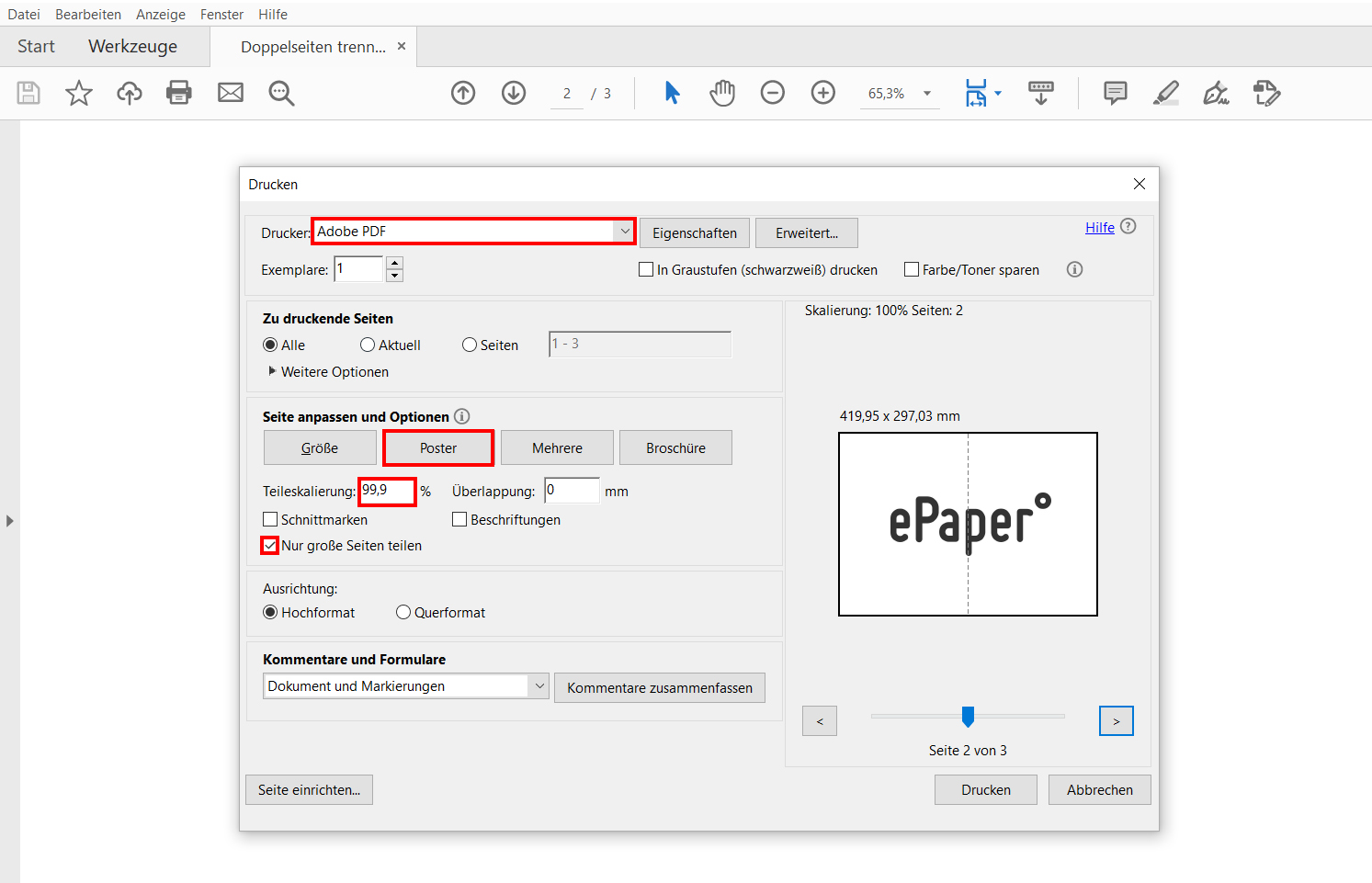 pdf datei trennen online kostenlos