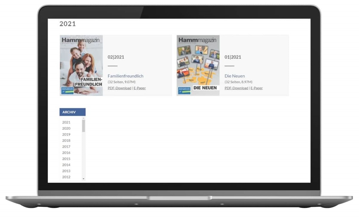 ePaper Kiosk Beispiel Hamm Magazin