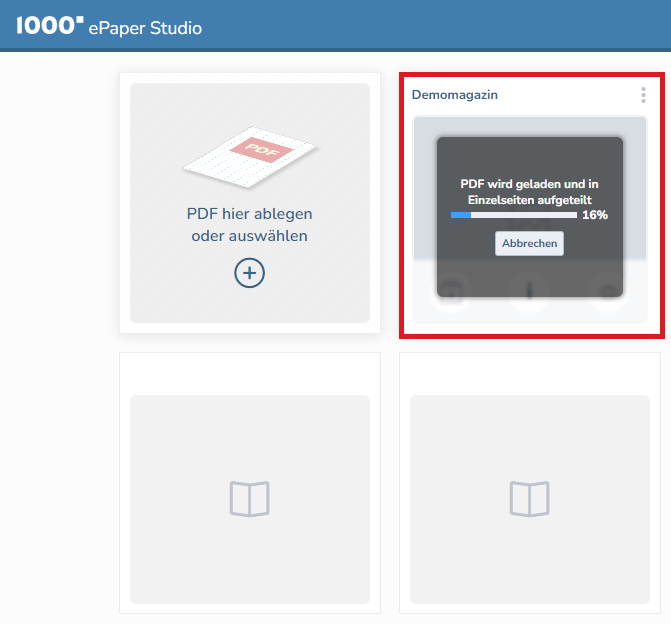 ePaper erstellen Upload ePaper Studio
