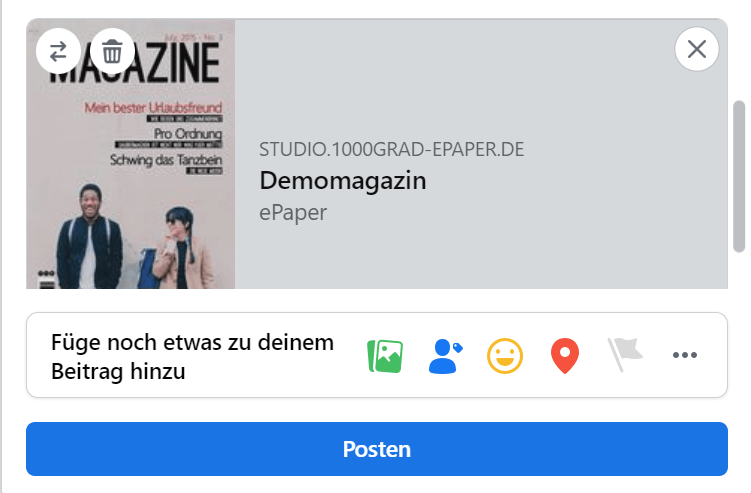 Facebook Ansicht ePaper Studio