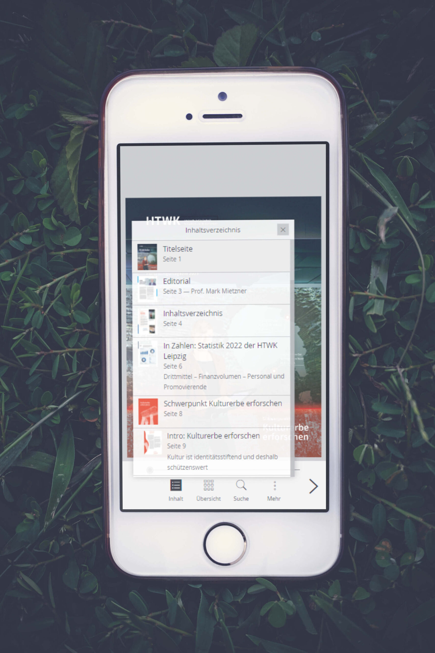ePaper-Design Ideen Inhaltsverzeichnis Smartphone